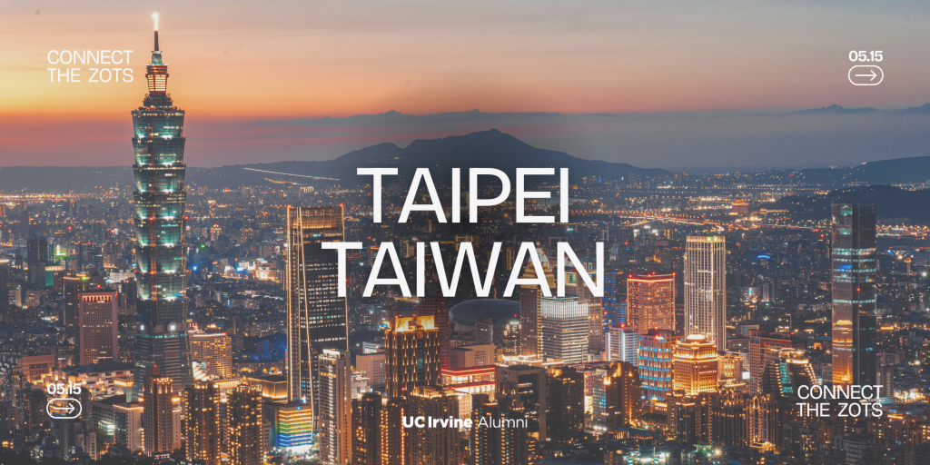 city scape of Taipei Taiwan with text overlay