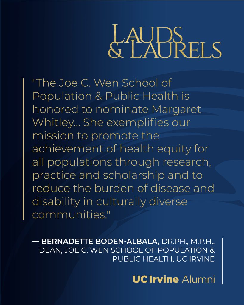 Margaret Whitley text on blue background