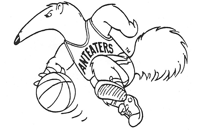 Anteater sketch dribbling a basketball