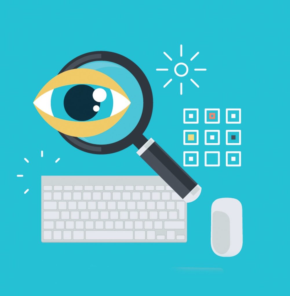 keyboard, eyeball, apps and search bar