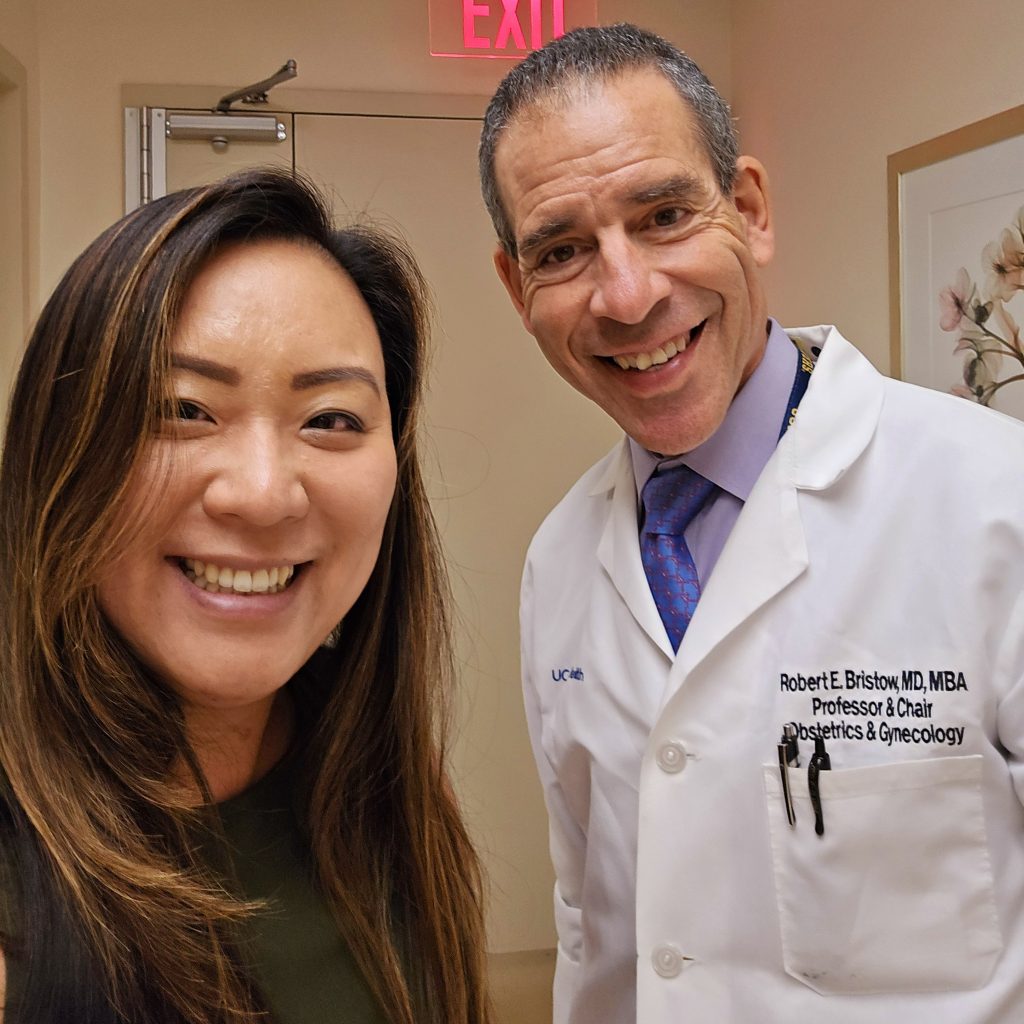 Schneider takes a selfie with Dr. Bristow
