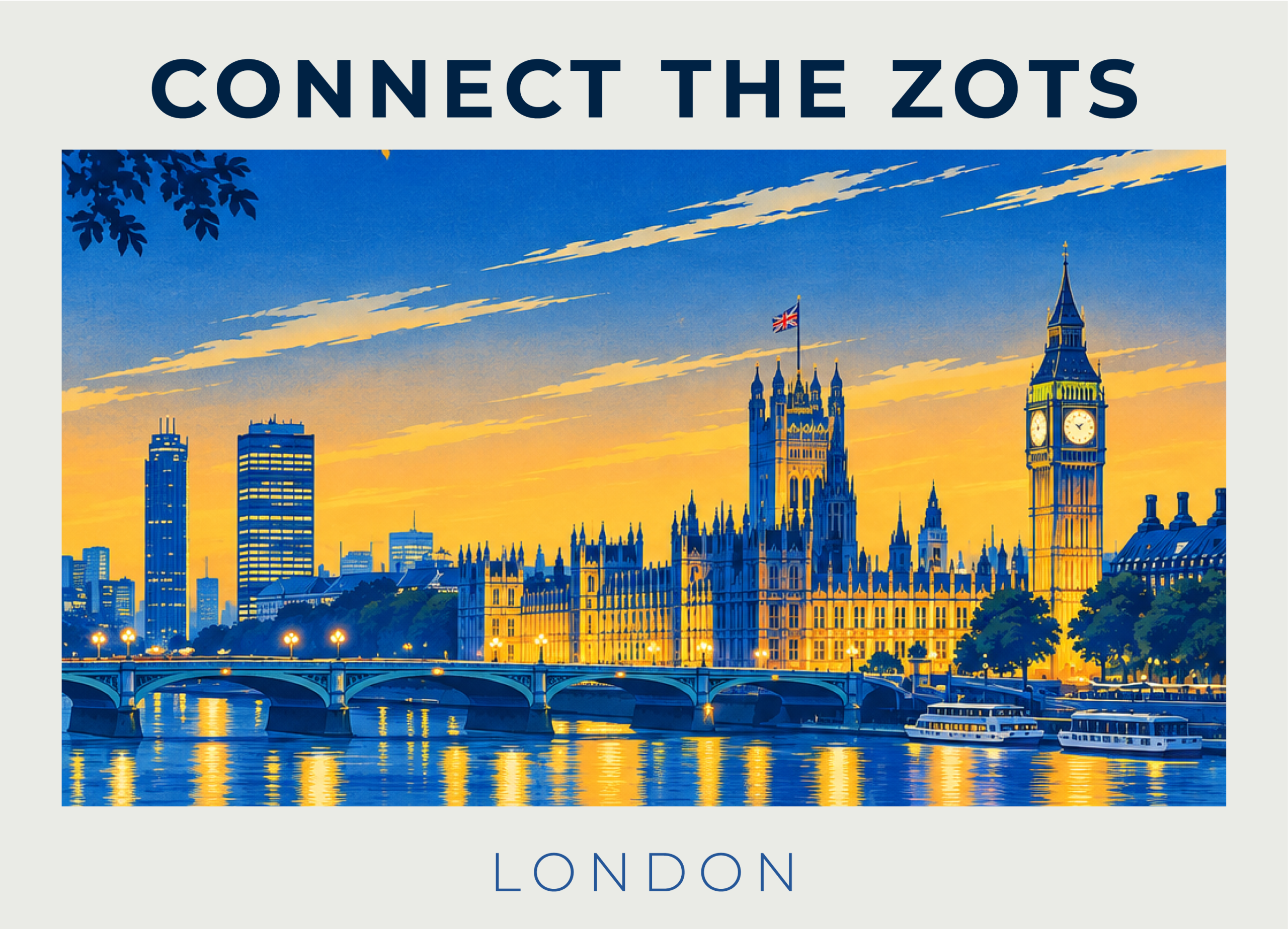 Promotional graphic for Connect the Zots in London, UK