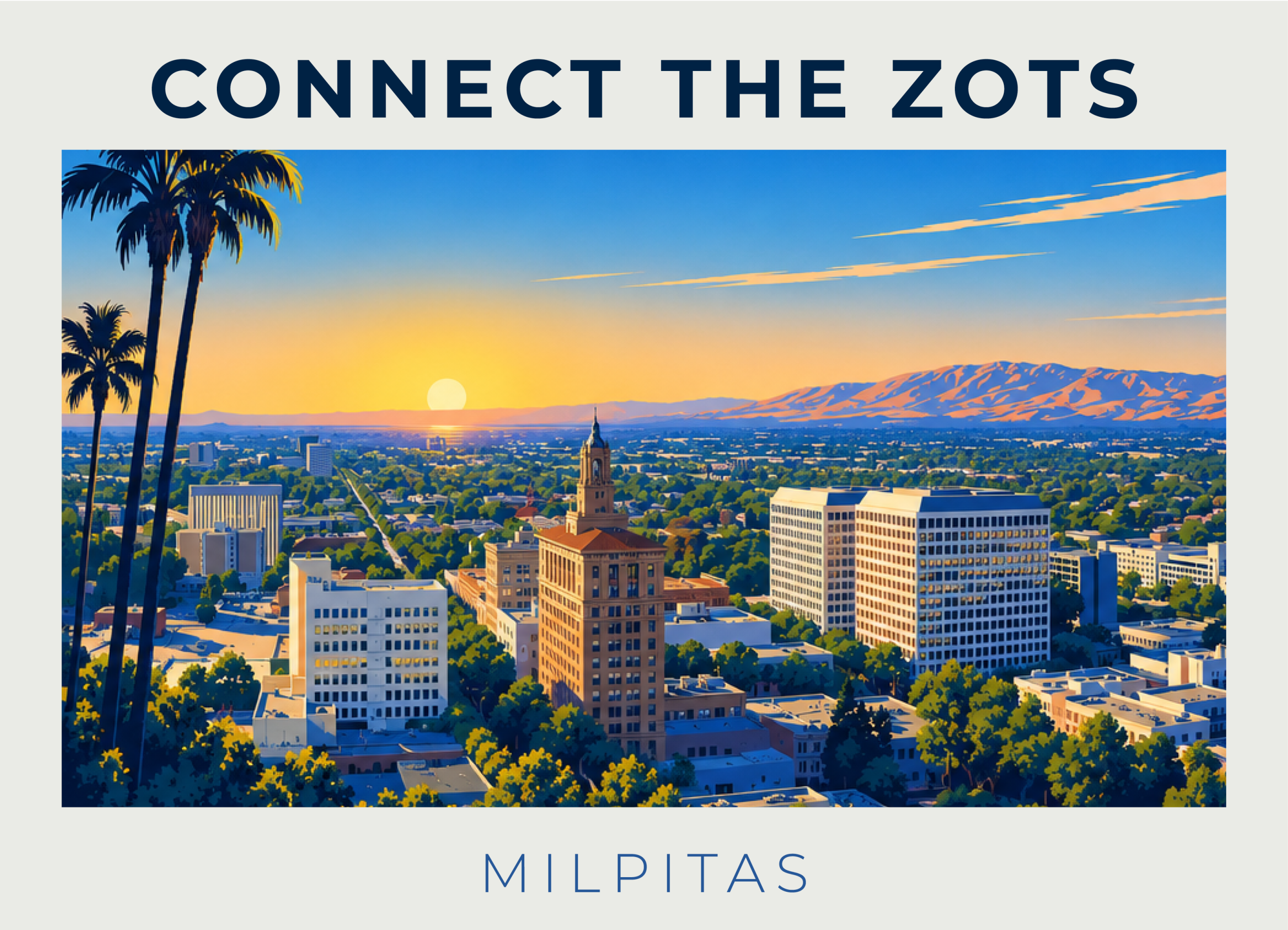 Promotional graphic for Connect the Zots in Milpitas