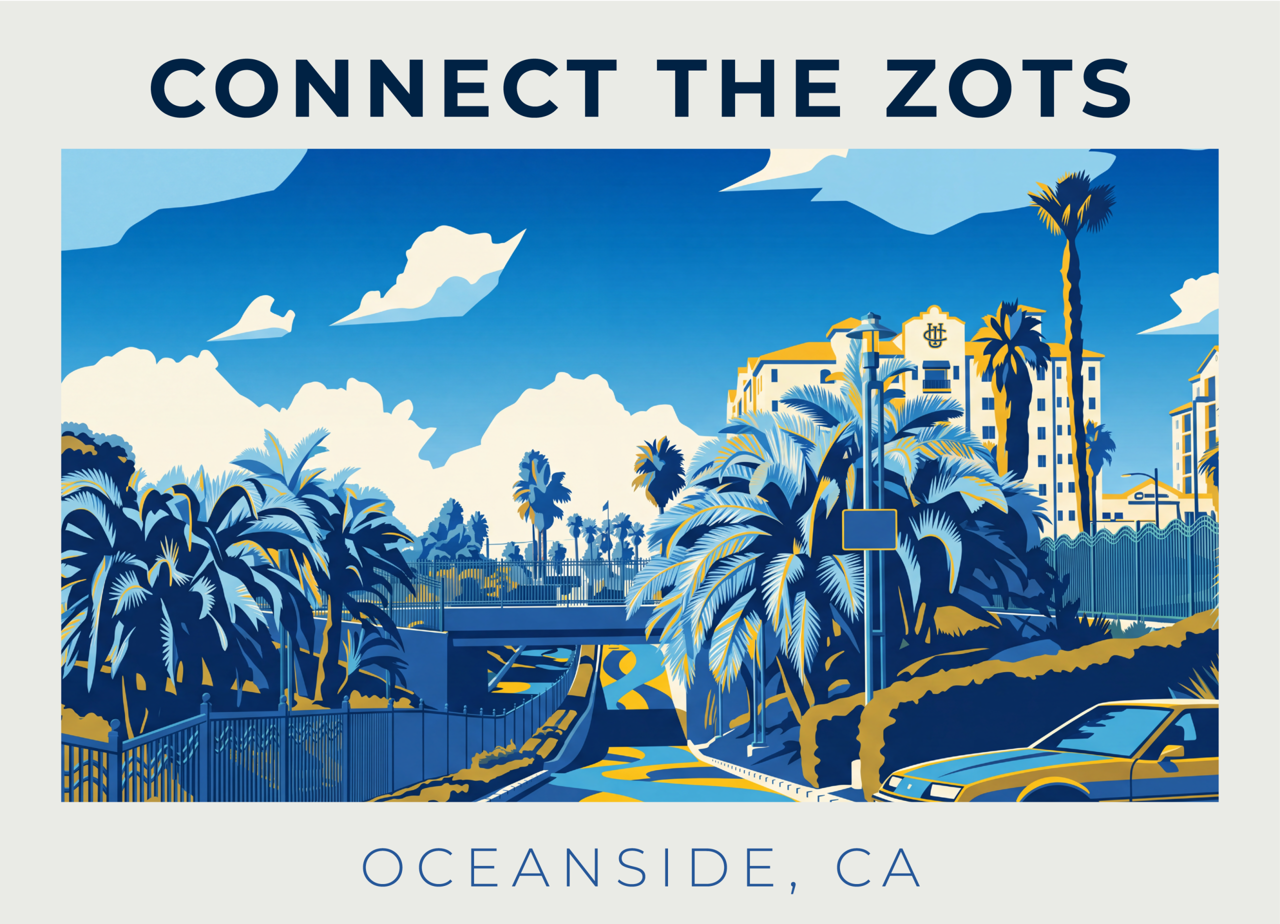 Promotional graphic for Connect the Zots in Oceanside, CA