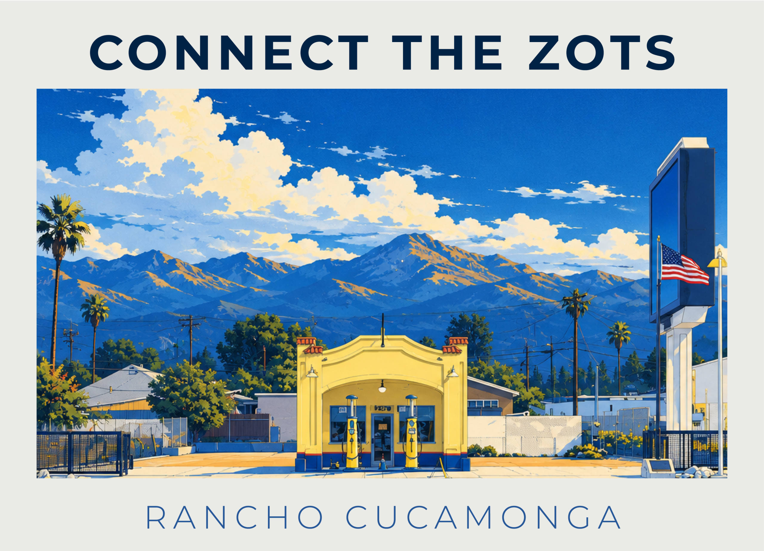 Promotional graphic for Connect the Zots in Rancho