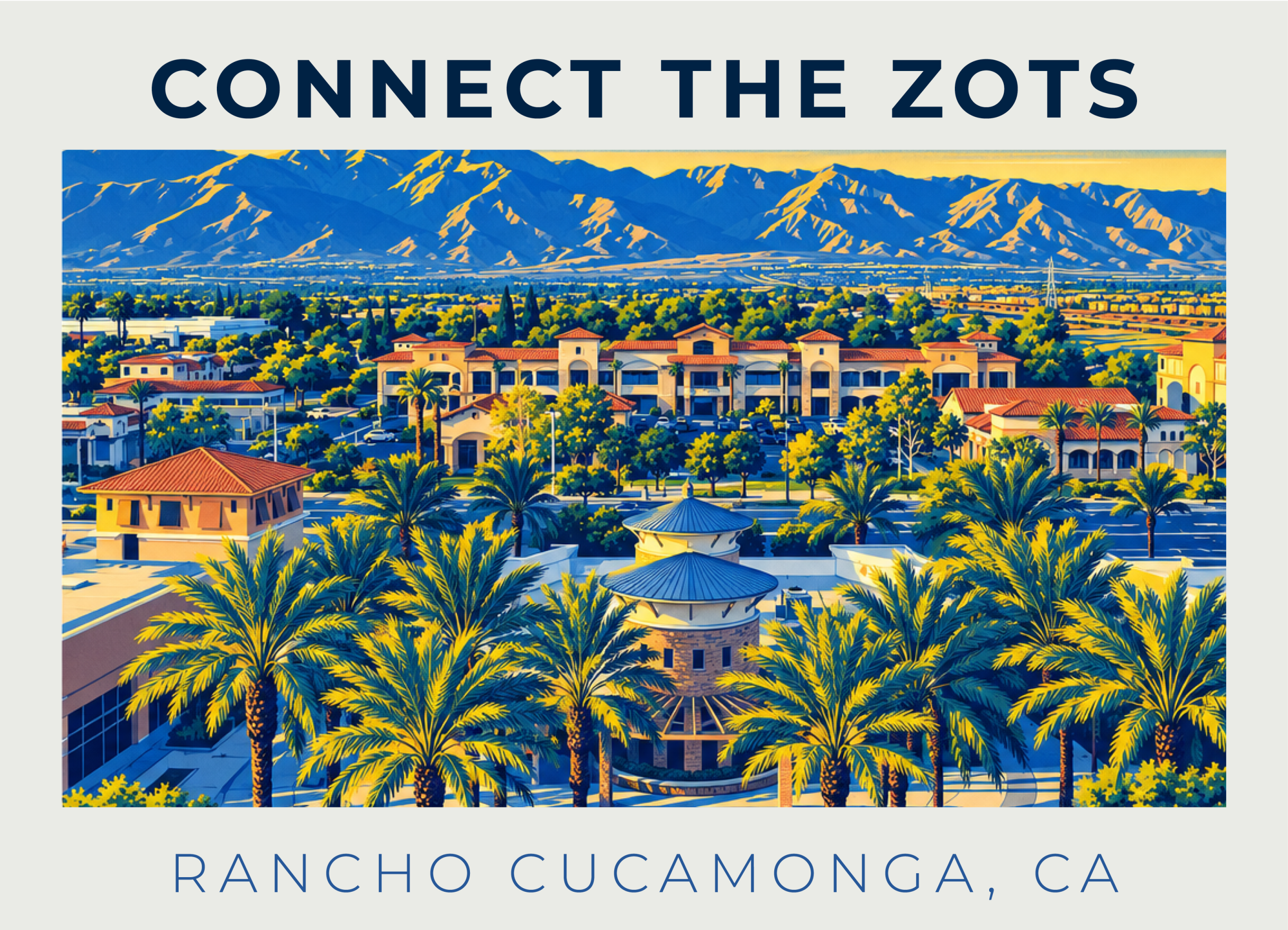 Promotional graphic for Connect the Zots in Rancho Cucamonga, CA