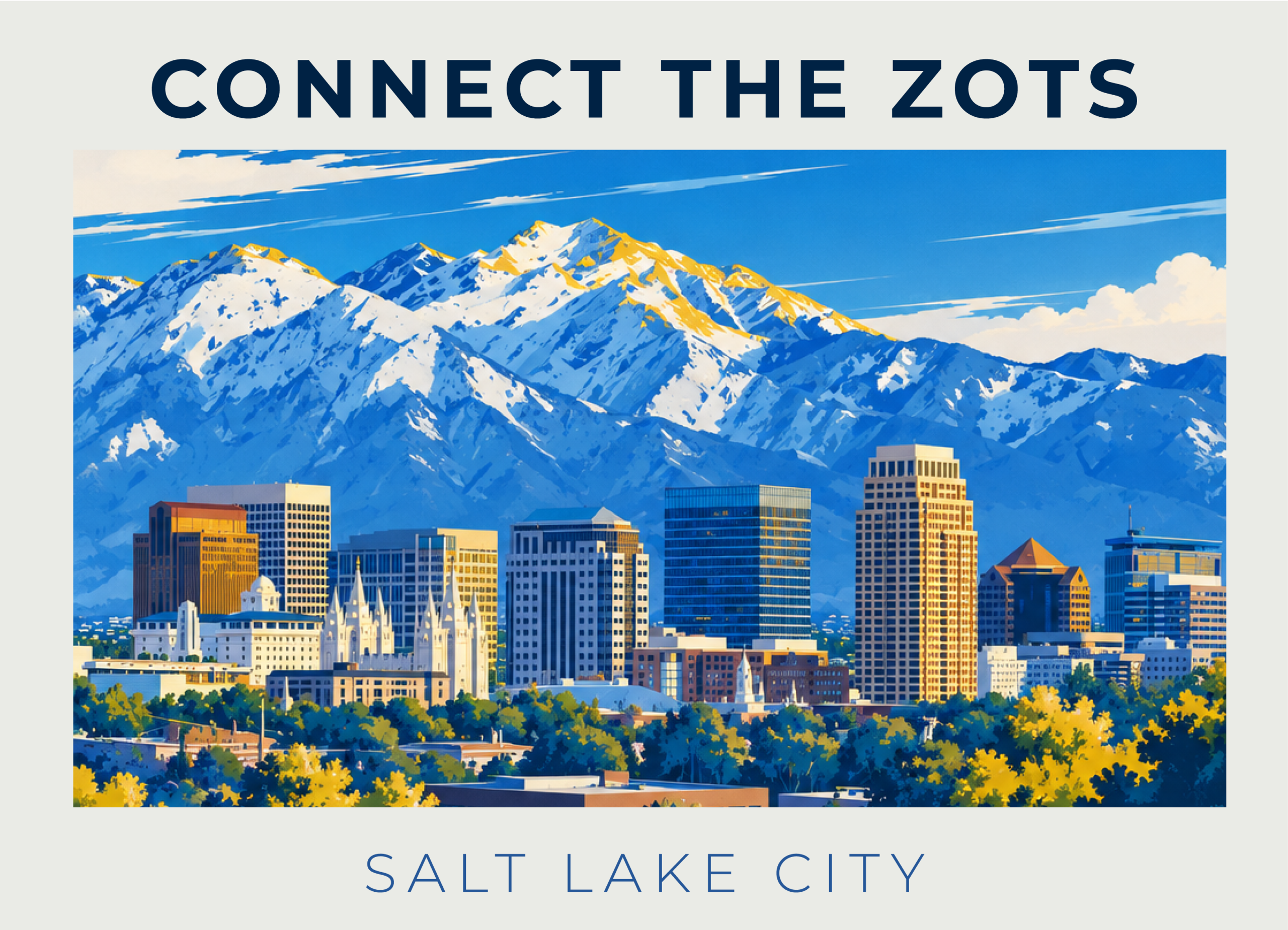 Promotional graphic for Connect the Zots in Salt Lake City