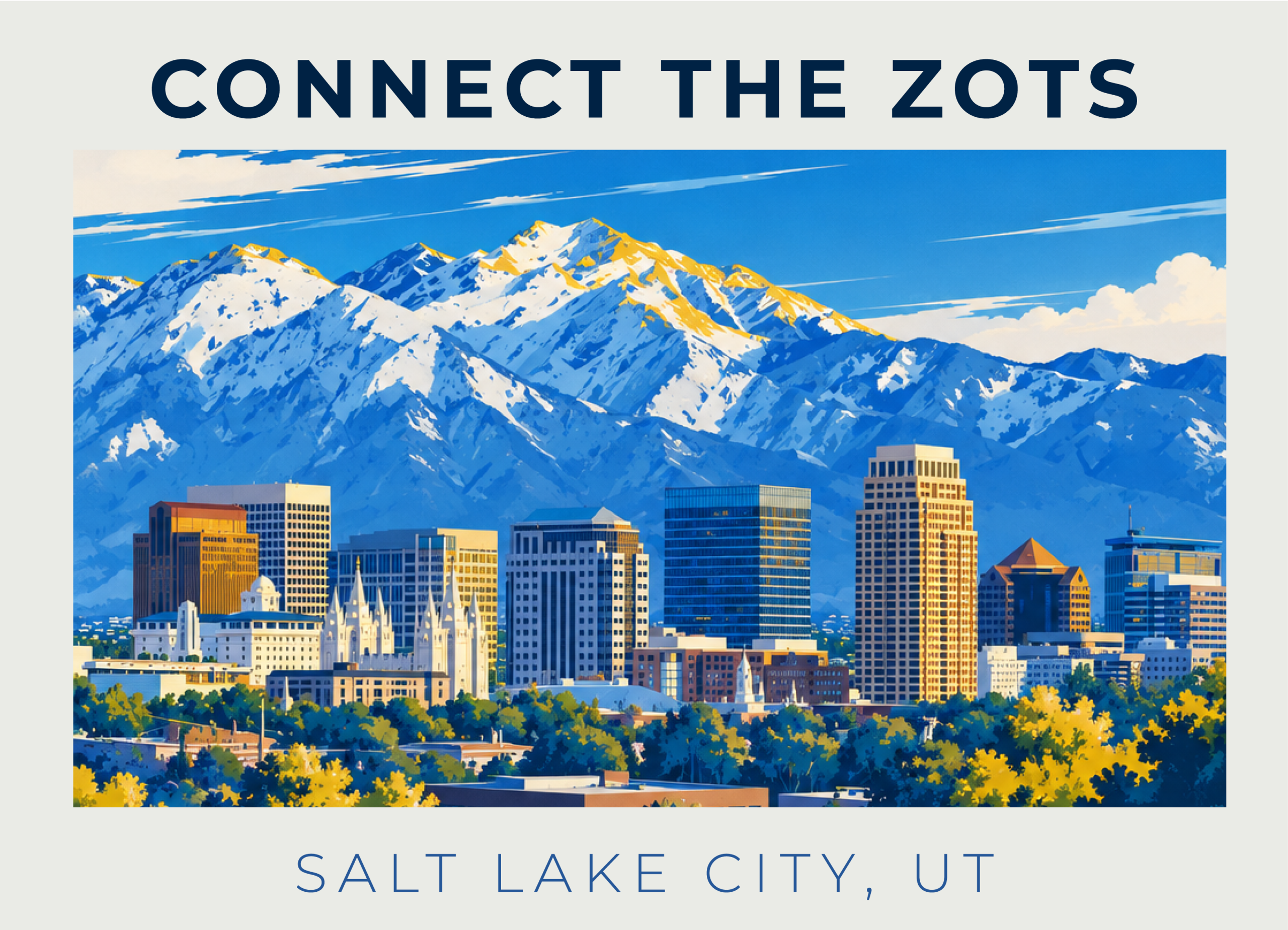 Promotional graphic for Connect the Zots in Salt Lake City, UT