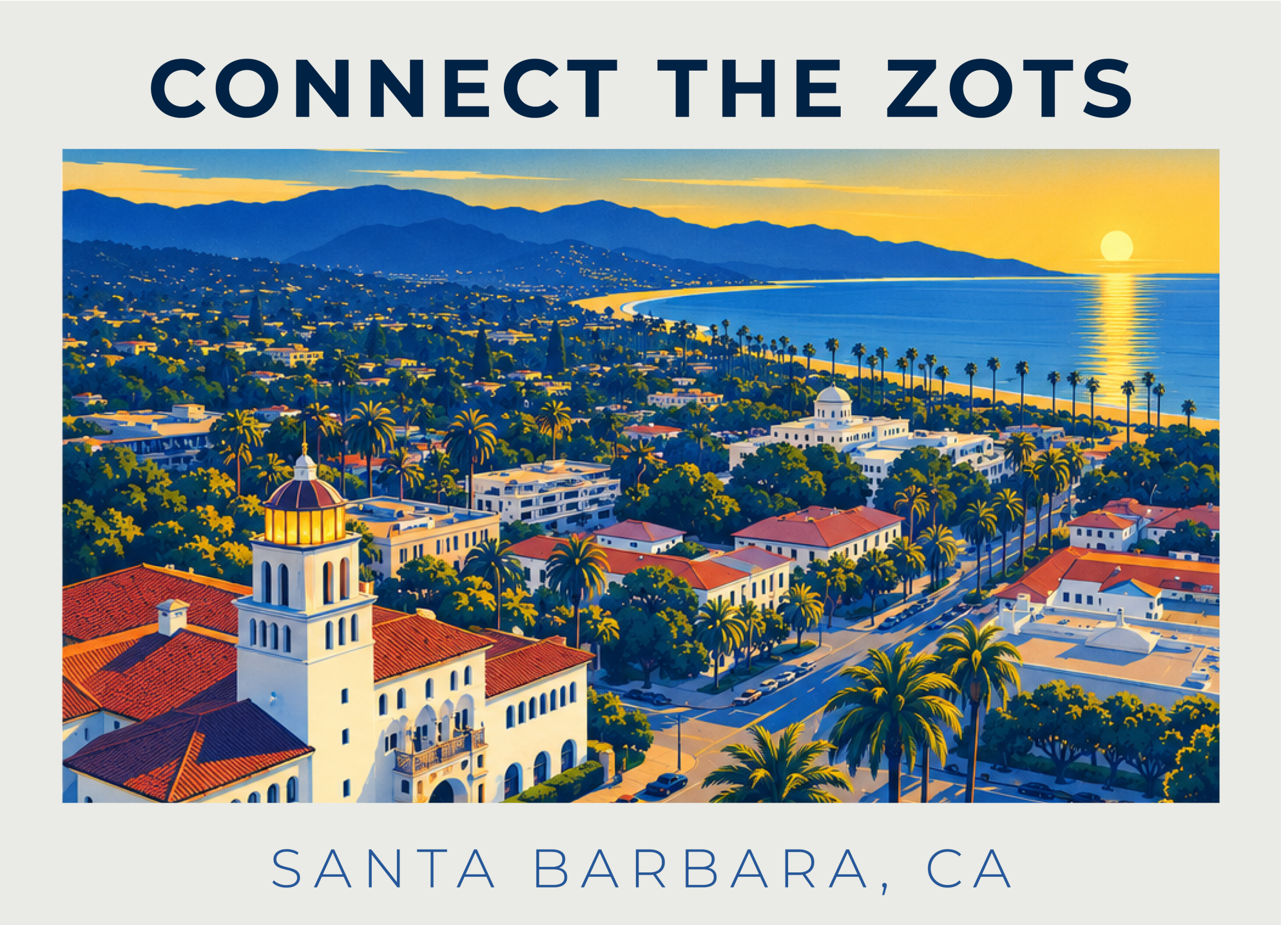 Promotional graphic for Connect the Zots in Santa Barbara, CA