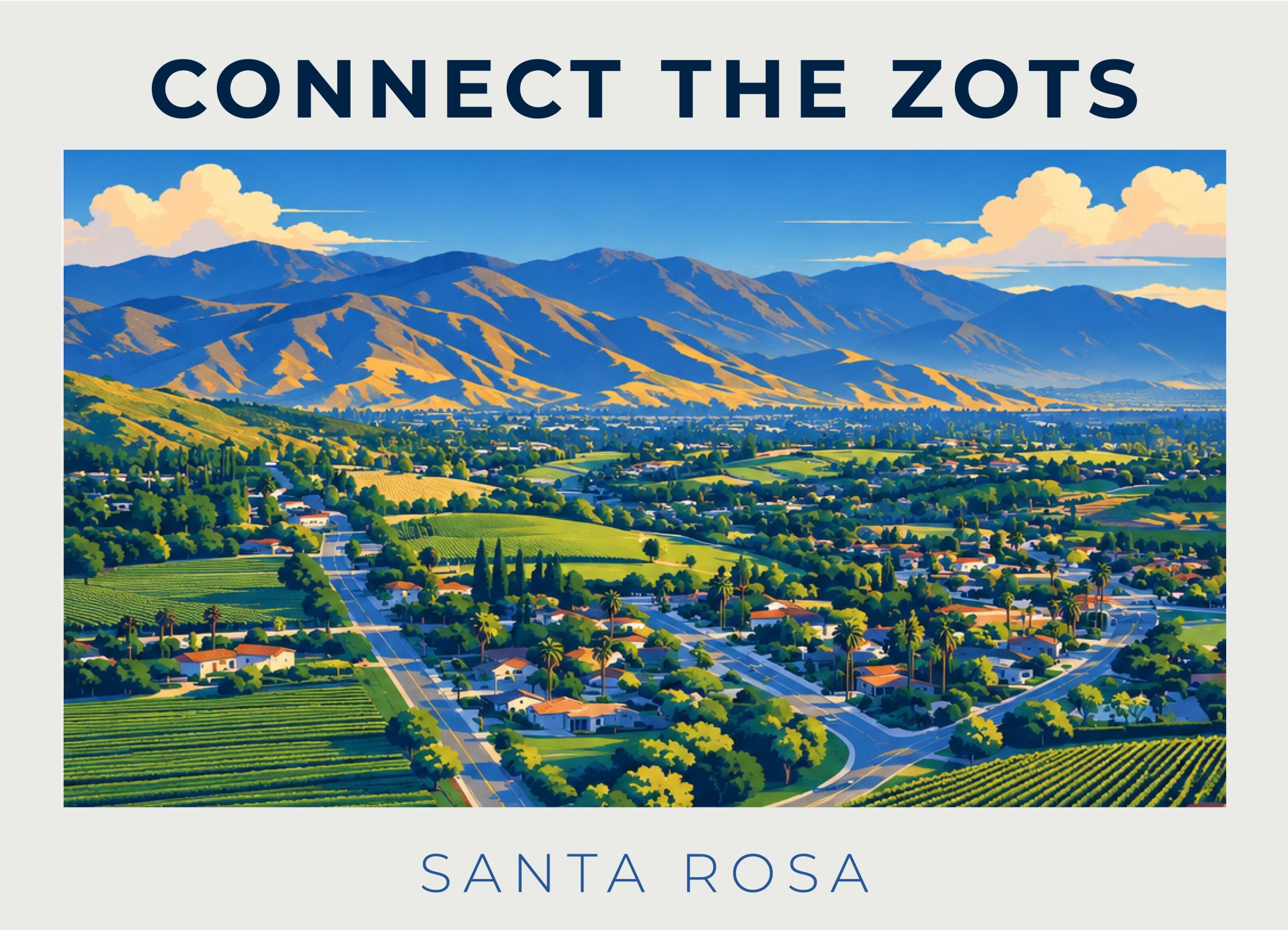 Promotional graphic for Connect the Zots in Santa Rosa
