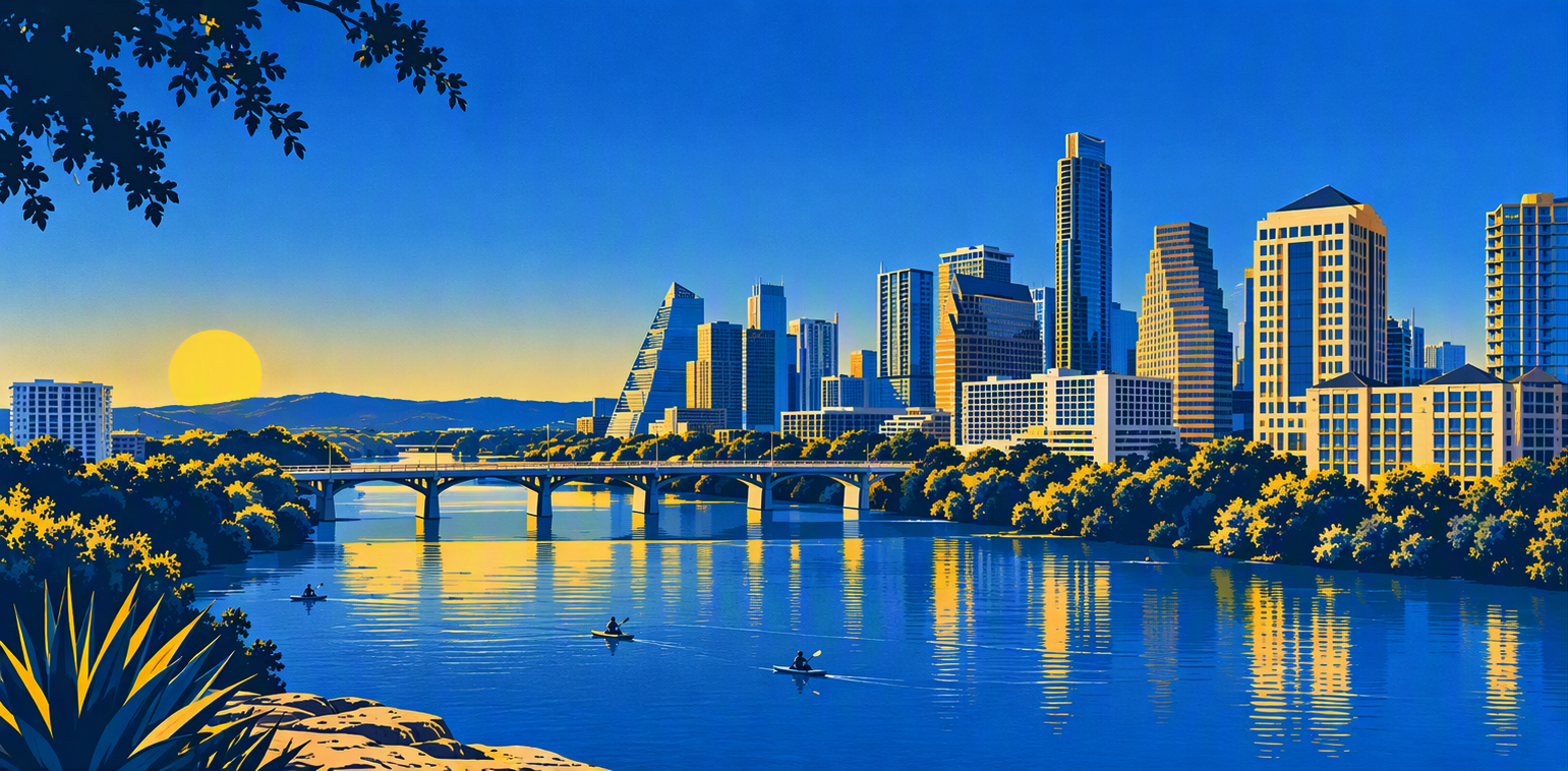 Promotional graphic for Connect the Zots in Austin, TX